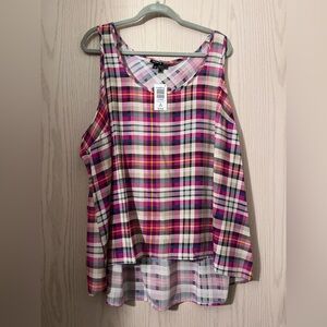 Torrid Plaid Sleeveless Top - Pink and White